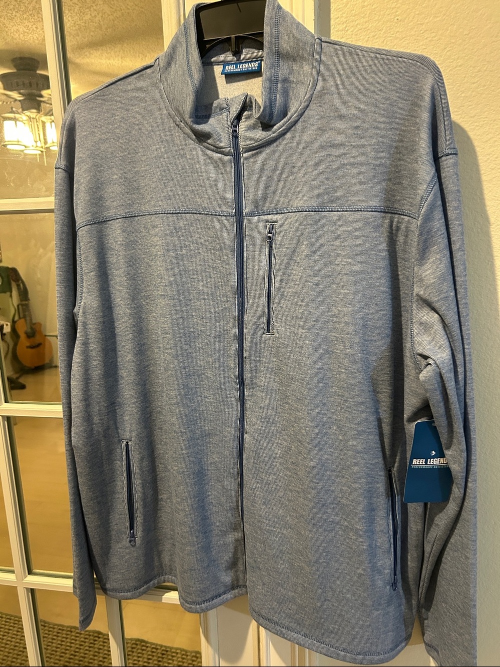 Reel Legends Men's Heather Light Blue Full-Zip Sweater Jacket